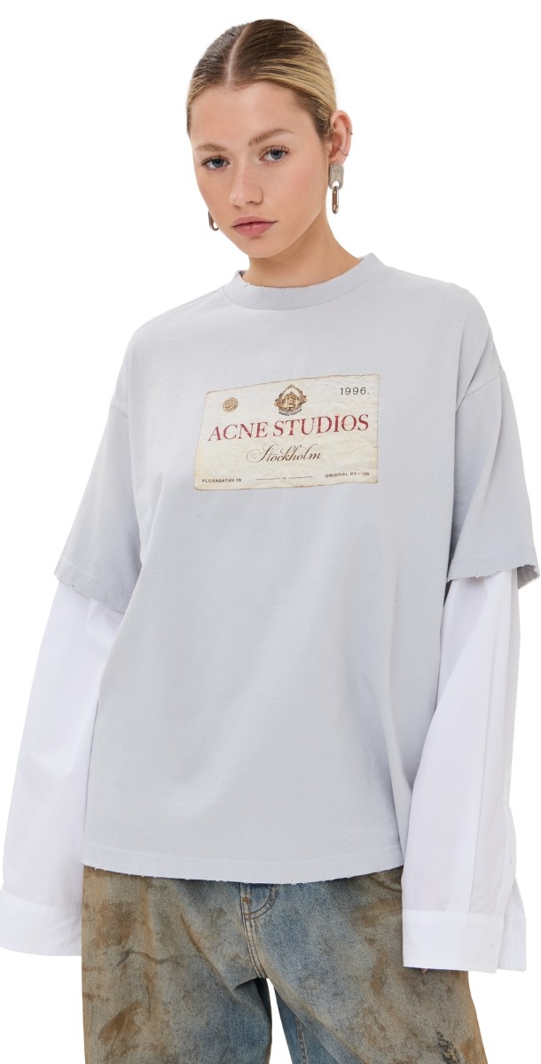 Acne Studios Edra Long Sleeve T-Shirt Light Grey