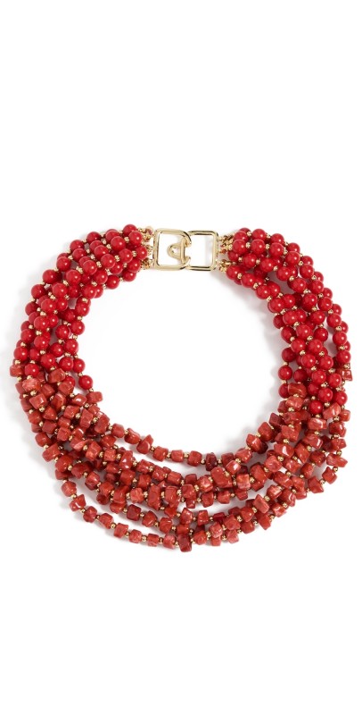 Kenneth Jay Lane Dark Coral Chip Neck Dark Coral