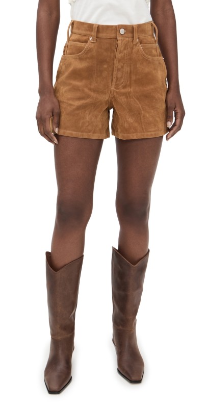 Free People Tippi Faux Suede Shorts Dark Honey