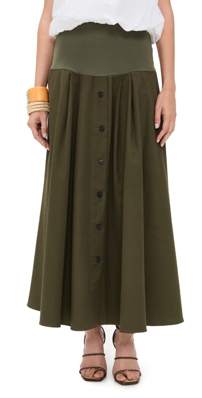 Jamie Haller The Knit Waist Swing Skirt Colonial Green