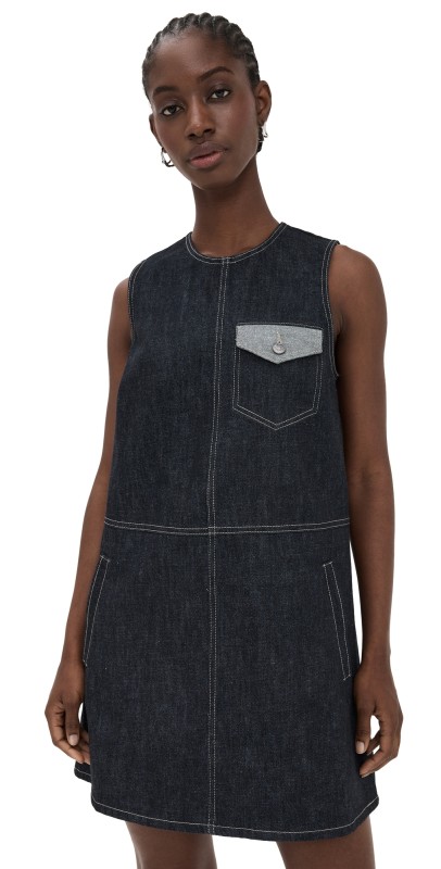 Lee Mathews Leo Pinafore Dress Indigo