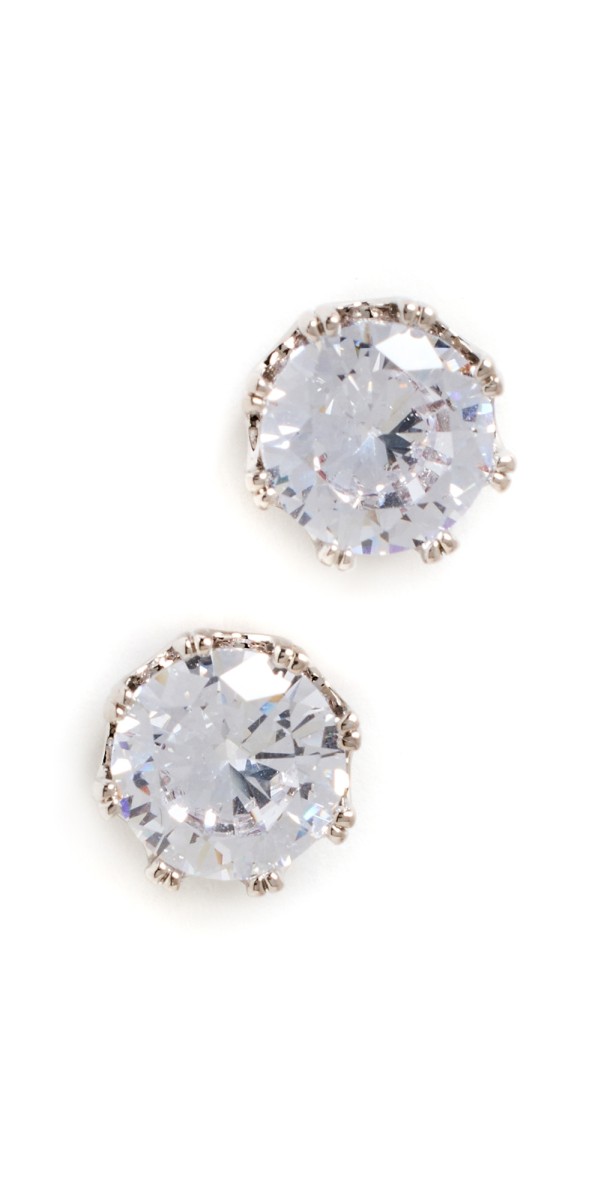 Kenneth Jay Lane Round CZ Stud Earrings Clear/Silver