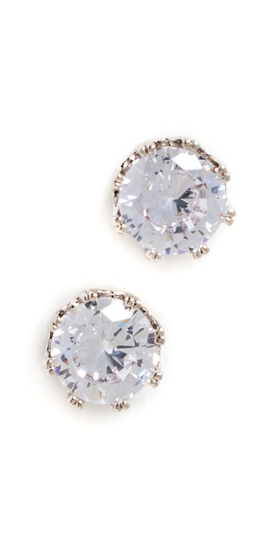 Kenneth Jay Lane Round CZ Stud Earrings Clear/Silver