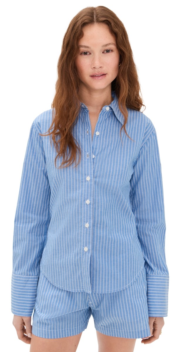 DL1961 Lisette Shirt Sky Blue/White Stripe (Poplin)