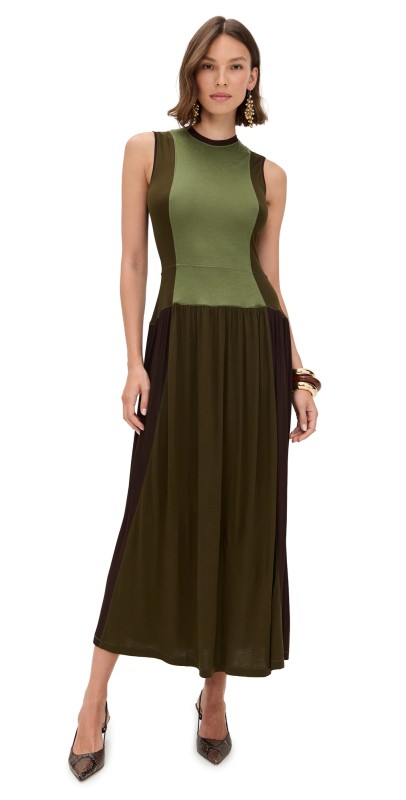 Ulla Johnson Amaliya Jersey Sleeveless Dress Militaire