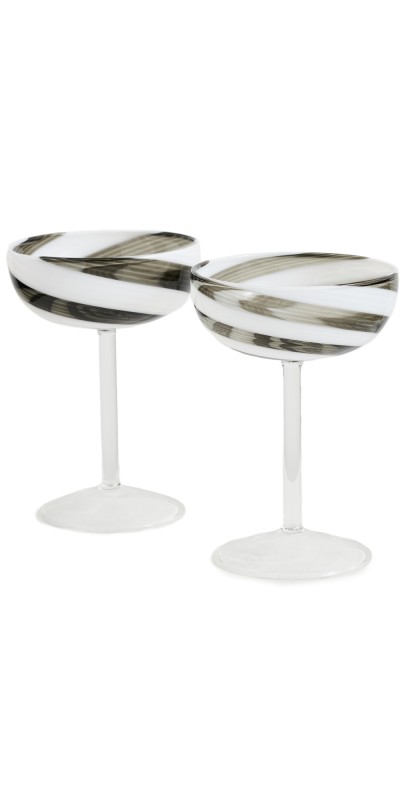 FAZEEK Swirl Coupe Glasses Set of 2 Black/Whit