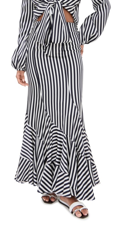 Silvia Tcherassi Florina Skirt White Blue Stripes