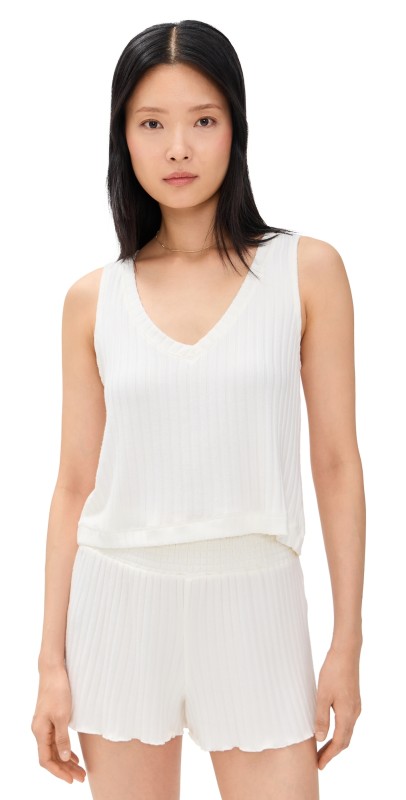 Z Supply Sloane V Neck Rib Tank Bone