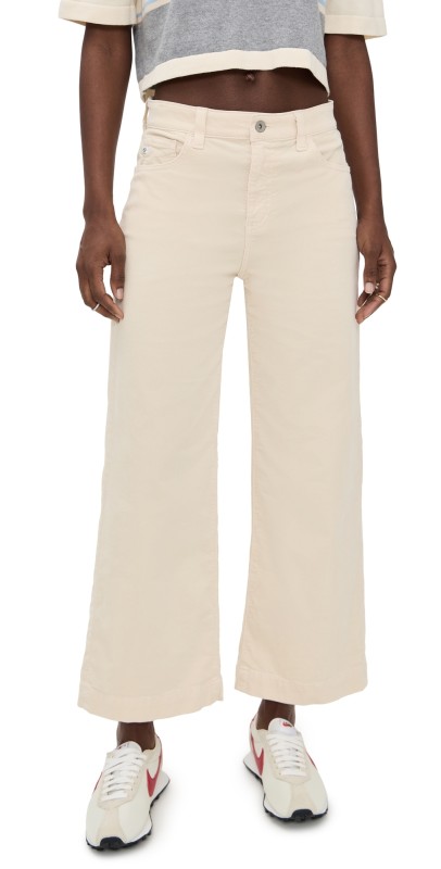 AG Saige Wide Leg Cropped Corduroy Jeans Opal Stone