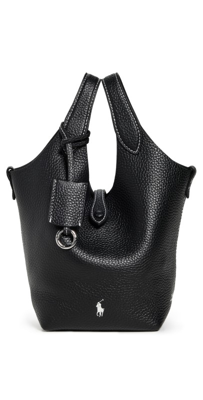 Polo Ralph Lauren Shiny Drum Pebble Crossbody Bag Black