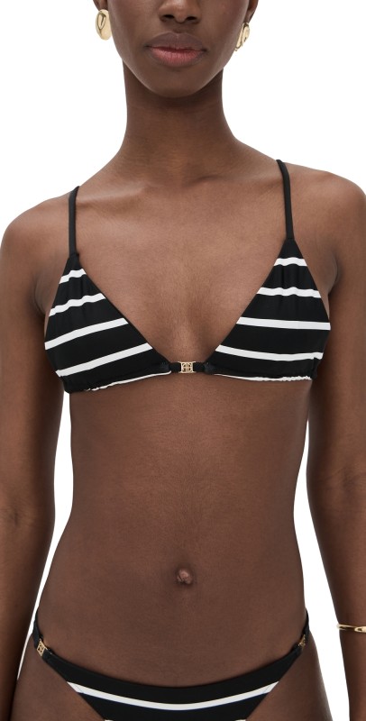 ANINE BING Bellamy Bikini Top Black and White Stripe