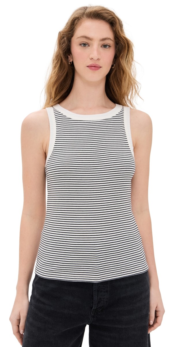 Madewell Essential High-Neck Tank in Supima Rib Lighthouse