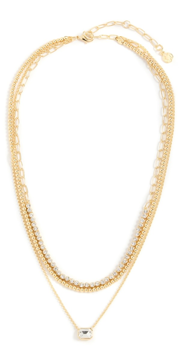 BaubleBar Kenna Layered Necklace Clear/ Gold