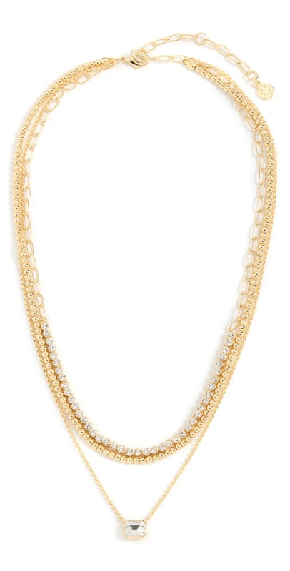 BaubleBar Kenna Layered Necklace Clear/ Gold