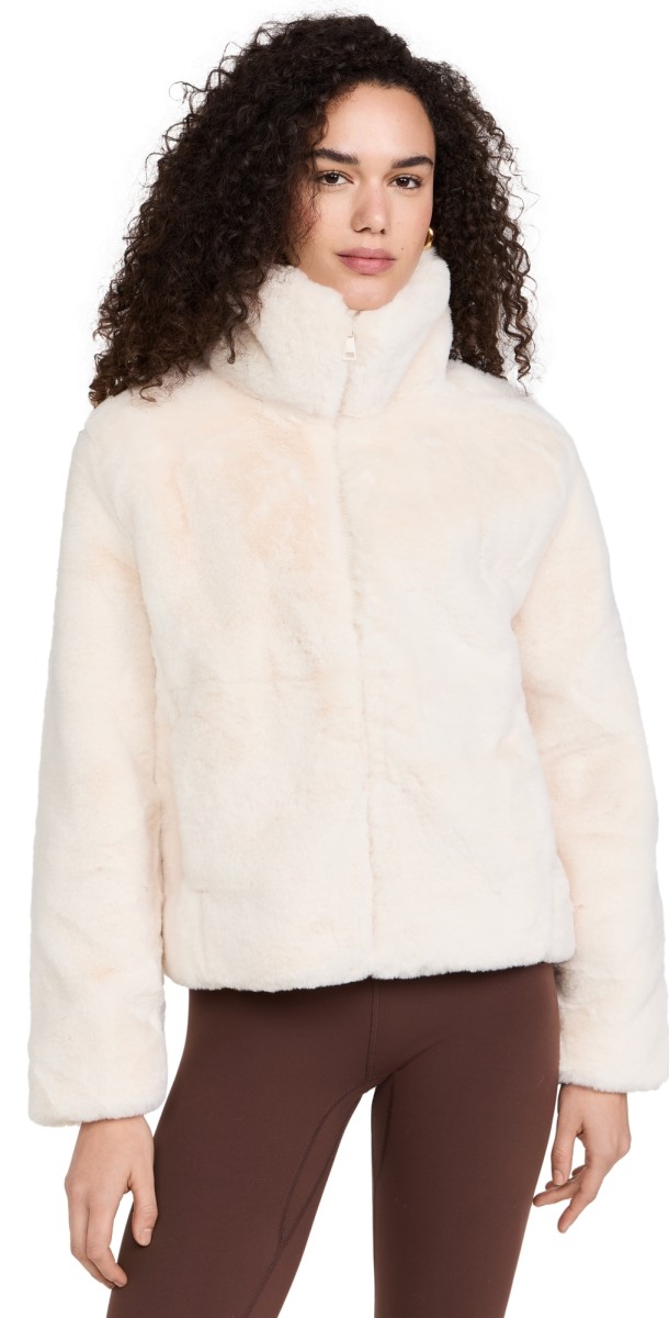 Beyond Yoga On The List Faux Fur Jacket Fresh Snow
