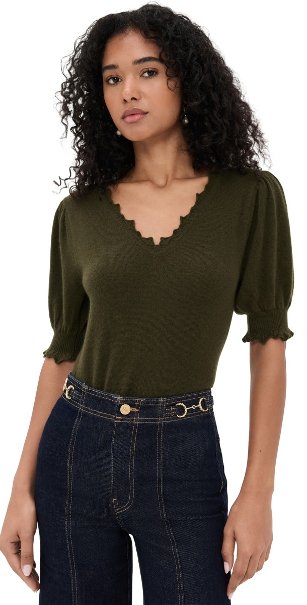 Ulla Johnson Polline Cashmere Short Sleeve Top Hunter