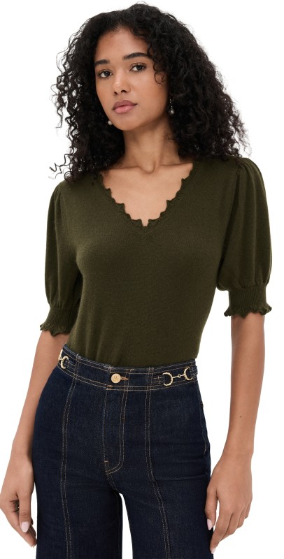 Ulla Johnson Polline Cashmere Short Sleeve Top Hunter