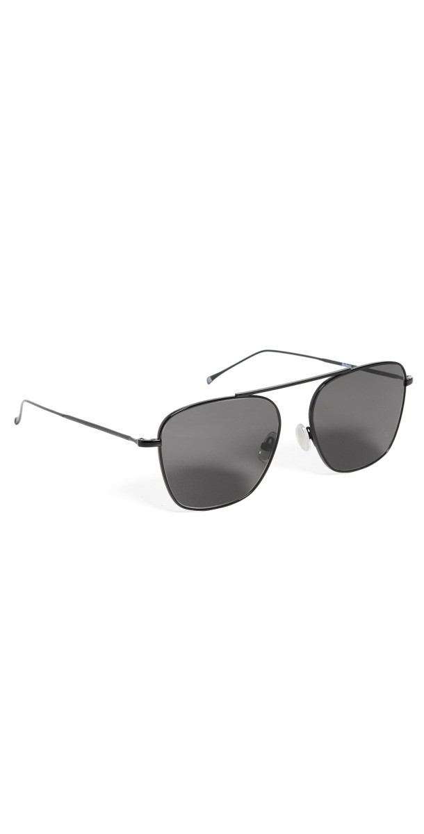 Illesteva Samos Black Sunglasses with Grey Flat Lenses Black/Grey Flat