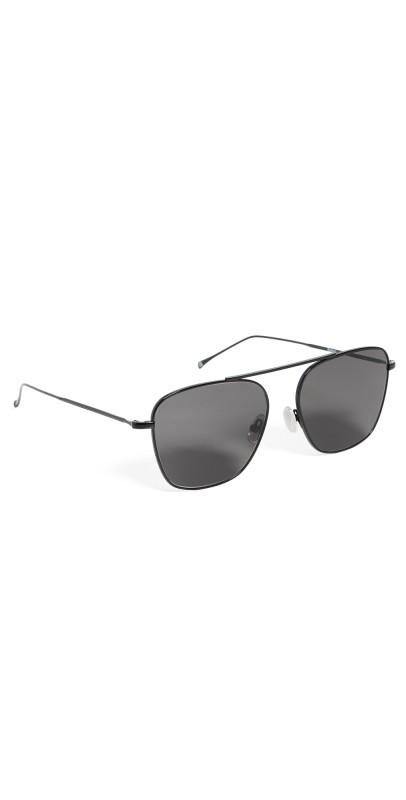 Illesteva Samos Black Sunglasses with Grey Flat Lenses Black/Grey Flat