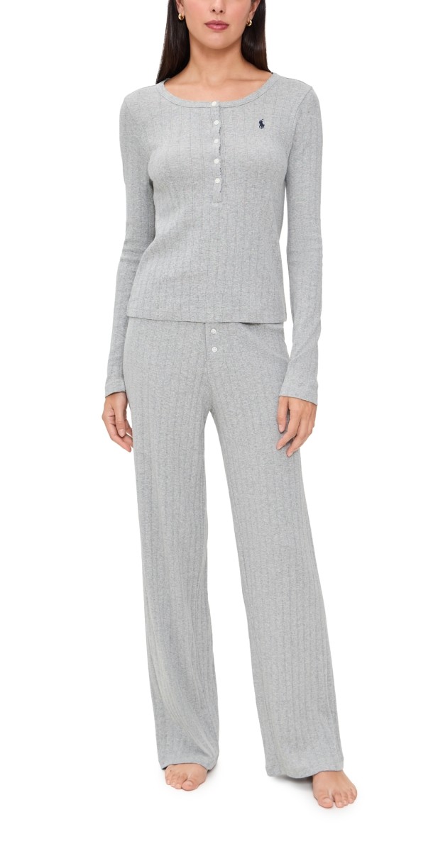 Polo Ralph Lauren Henley Wide Leg Sleep Set Heather
