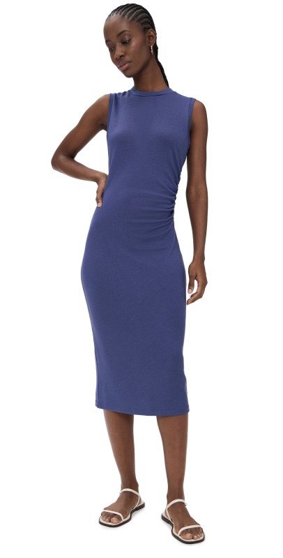 Vince Gathered Waist Dress Dk Peri