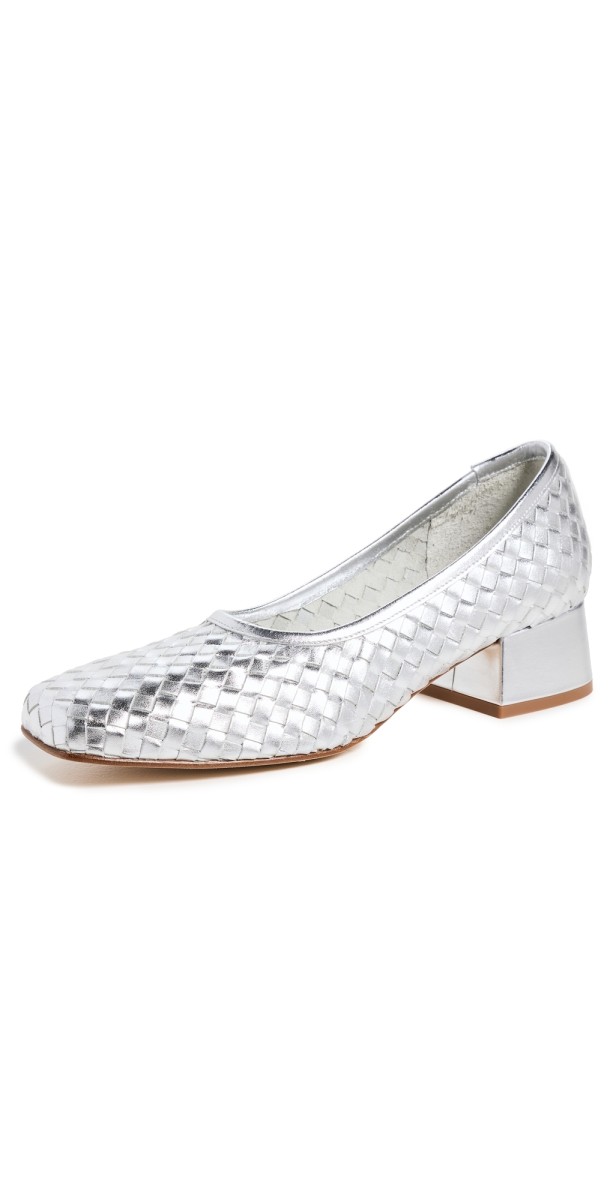 Freda Salvador Jayla Woven Ballet Heels Silver