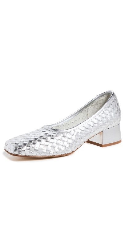 Freda Salvador Jayla Woven Ballet Heels Silver