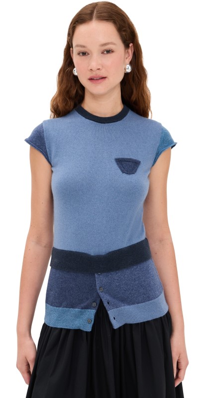 Meryll Rogge Crew Neck Cashmere Sweater Denim Multi