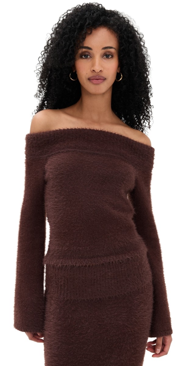 Seven Wonders Anneliese Off Shoulder Knit Top Chocolate