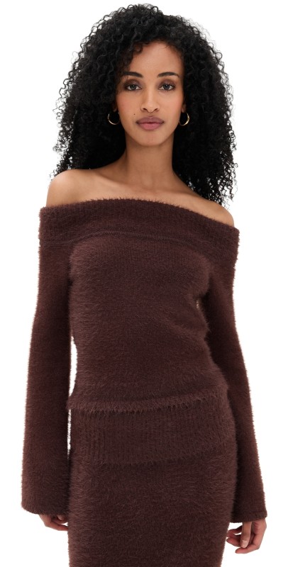 Seven Wonders Anneliese Off Shoulder Knit Top Chocolate