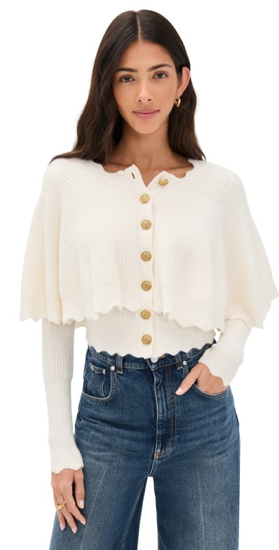 LoveShackFancy Daelyn Cardigan Champagne