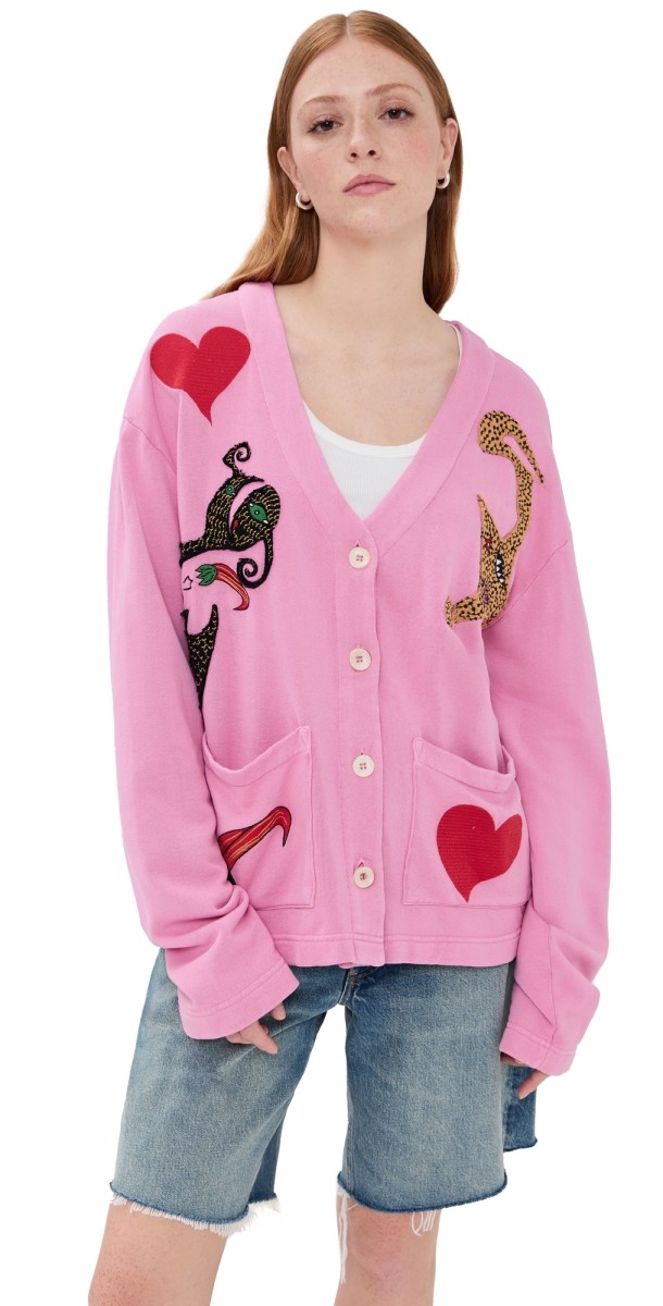 The Elder Statesman Entity Daily Easy Cardigan Bubblegum