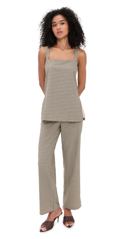 Reformation Kristen Two Piece Set Beige And Black Check