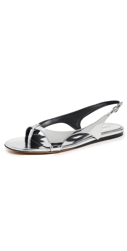 Proenza Schouler Slash Flat Thong Sandals Silver