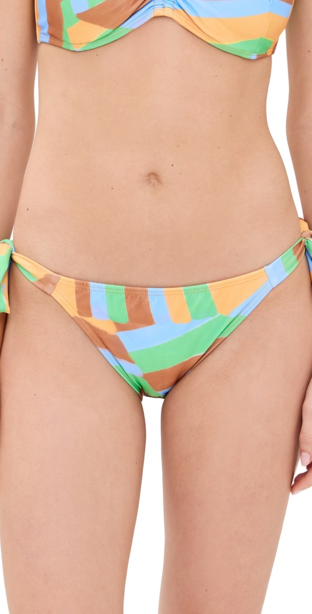Shoshanna Lagos Geometric Tie Triangle Bikini Bottoms Lemon Multi