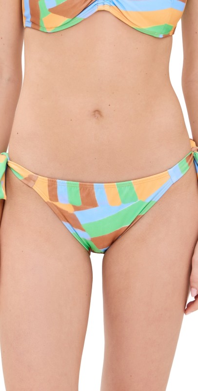 Shoshanna Lagos Geometric Tie Triangle Bikini Bottoms Lemon Multi