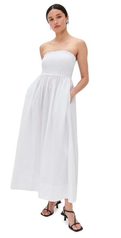 Enza Costa Cotton Resort Strapless Dress White