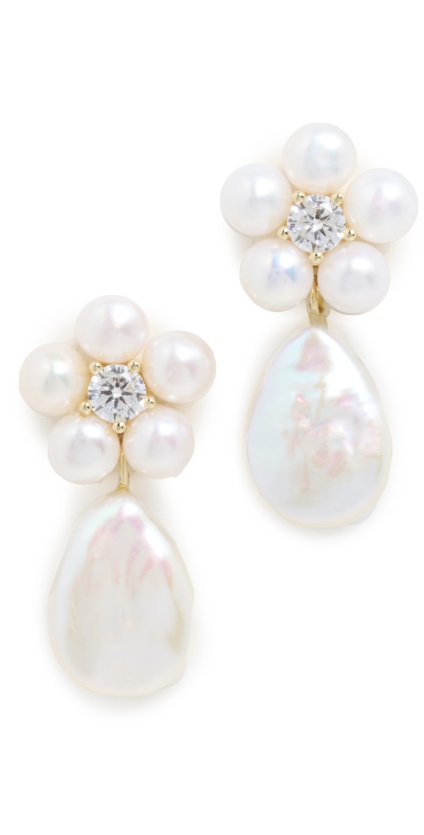 SHASHI Daisy Pearl Drop Earrings Pearl