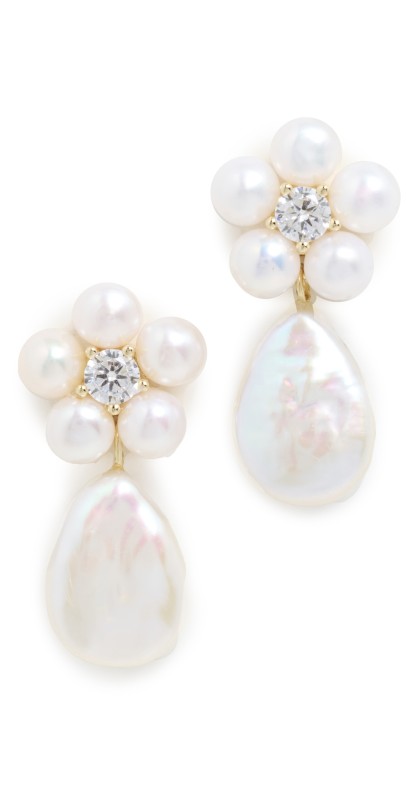 SHASHI Daisy Pearl Drop Earrings Pearl