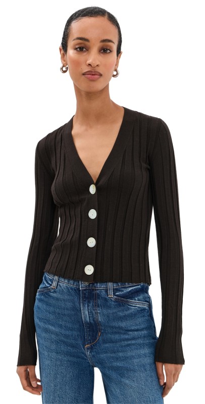 Madewell Ribbed V Neck Cardigan Molasses