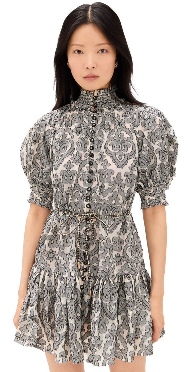 Zimmermann Wylie Lantern Mini Dress Black