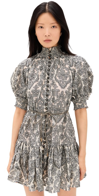 Zimmermann Wylie Lantern Mini Dress Black