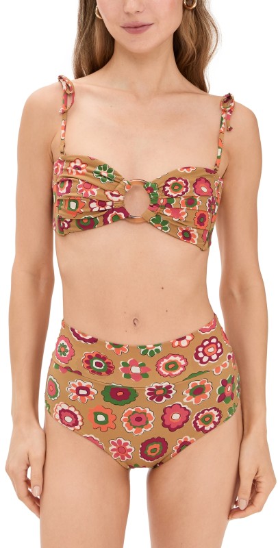 Montce Tori Ties Bandeau Bikini Top Mazzy Floral