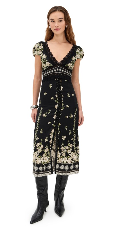 alice + olivia Rose Lace Detail Midi Dress FREE FALLING