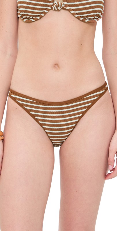LSPACE Suzi Classic Bikini Bottoms Brown Sugar Stripe