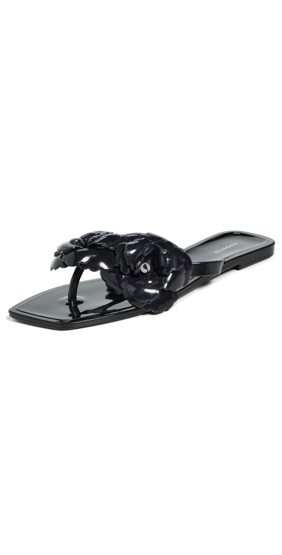 Coperni Silicone Flower Flat Sandals Black