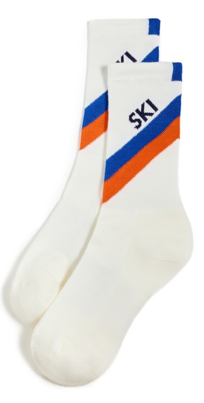 KULE The Diagonal Stripe Ski Socks Cream/Royal/Poppy