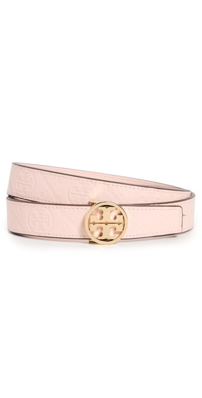Tory Burch 1 Miller Debossed T Monogram Belt Blush/Gold