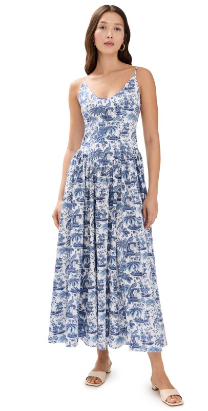 STAUD Dena Dress Blue Toile