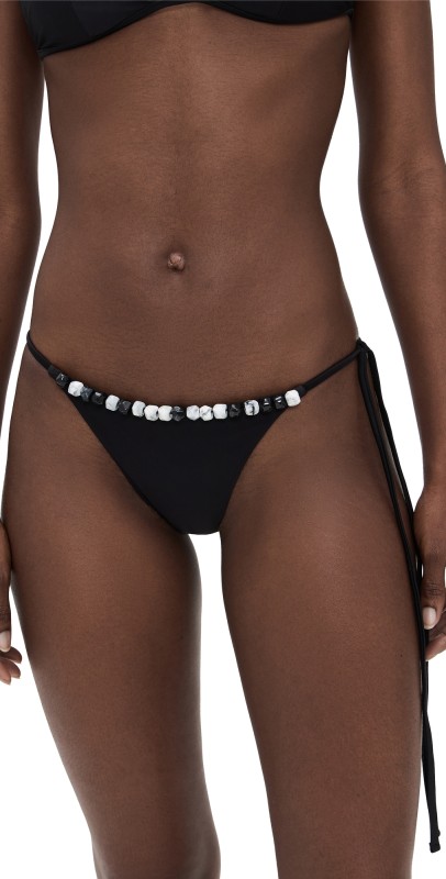 SIR. Baci Beaded String Bikini Bottoms Black